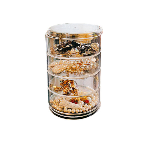 Jewelry box multi-layered ring and earring storage box transparent rotating jewelry box princess European style Korean jewelry box