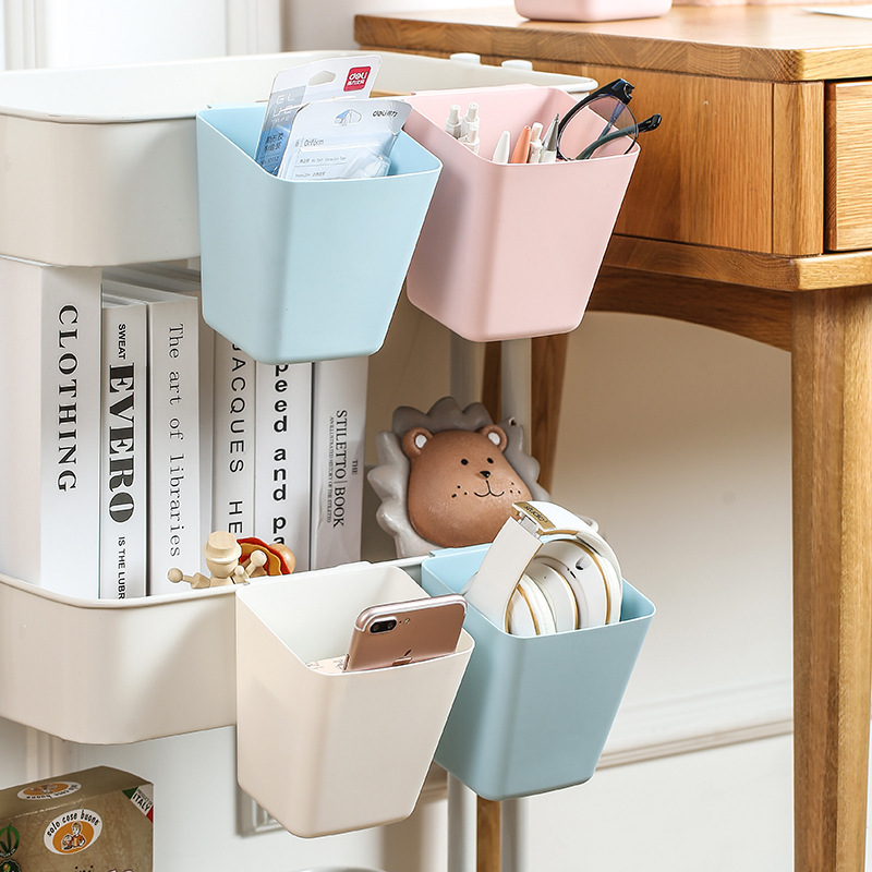 Japanese-style trolley small hanging bucket back-mounted plastic storage basket debris organization hanging cage kitchen storage rack hanging basket