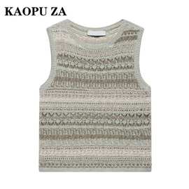 KAOPU ZA圆领新款2025针织衫欧美风女装时尚休闲春夏复古无袖毛衣
