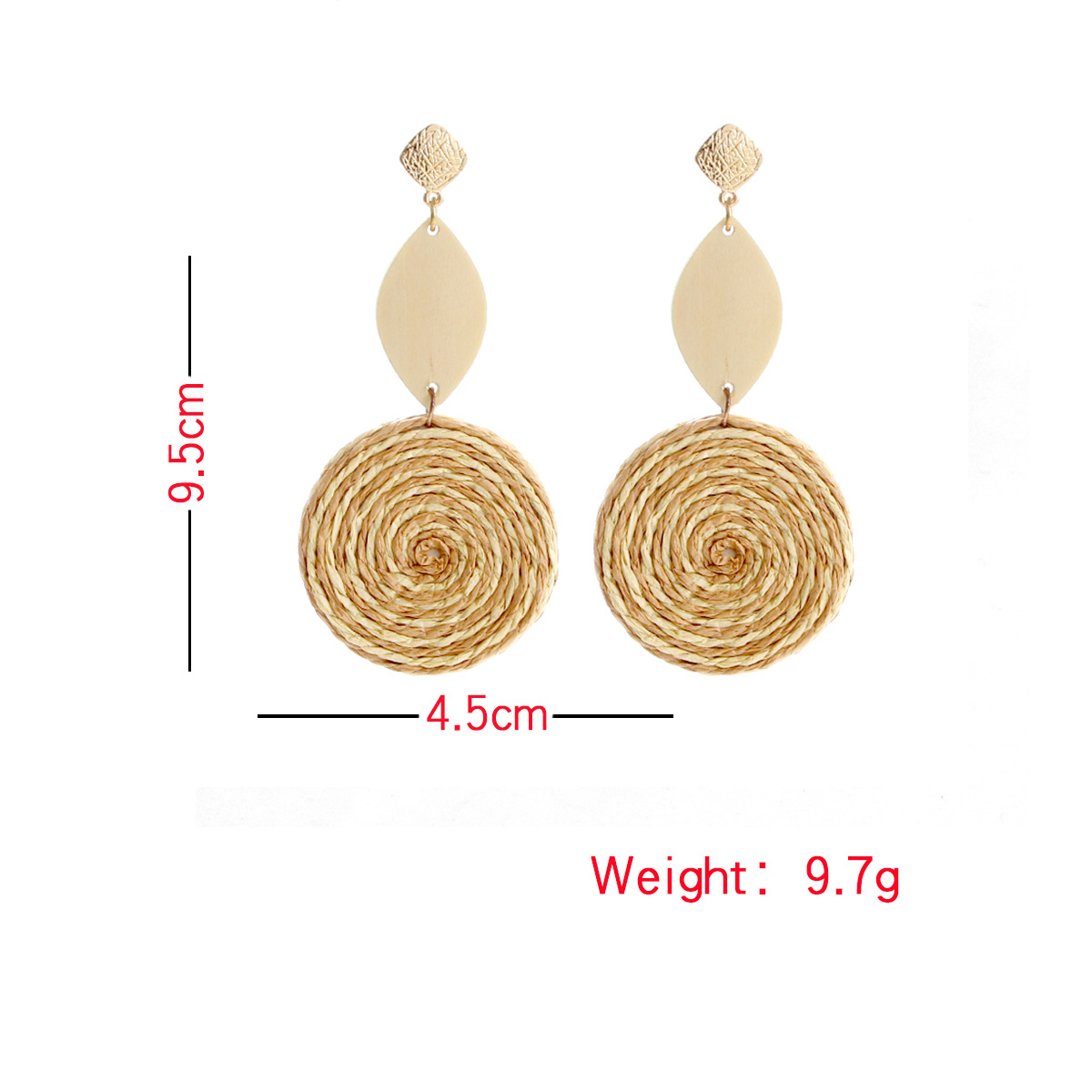 12g Weight Steel needle Ear Needle Material Drop Earrings Classification 1 Pair Vacation Round Rattan Handmade Women's Drop Earrings