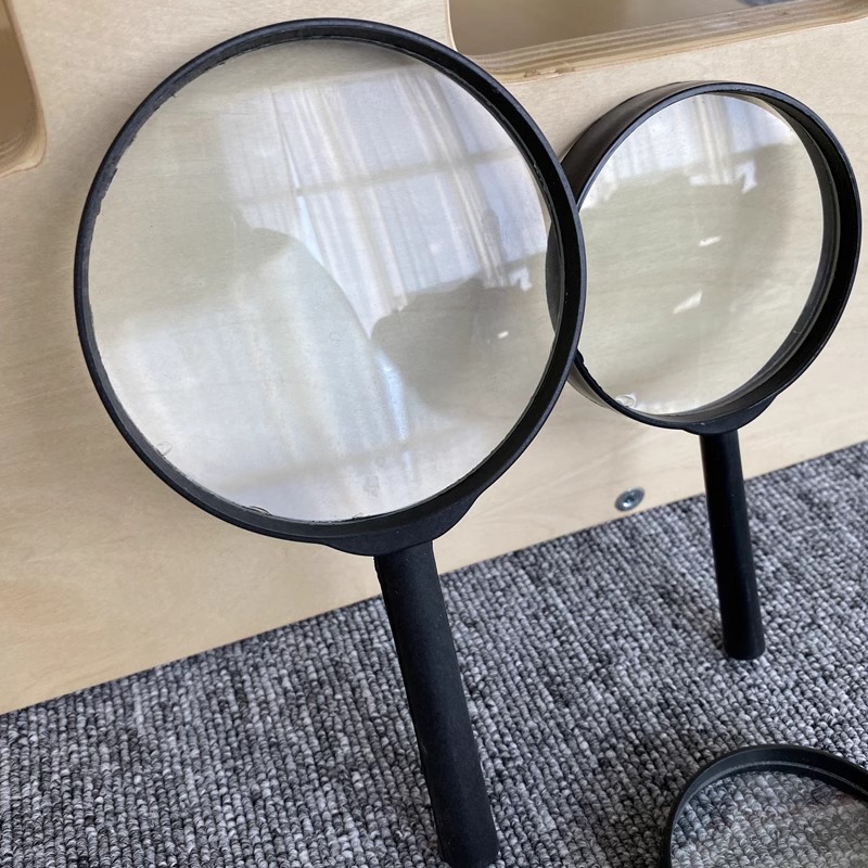 Jardín de infantes niños lupa de mano clase pequeña área de ciencia material plantación observación juguetes herramientas naturales