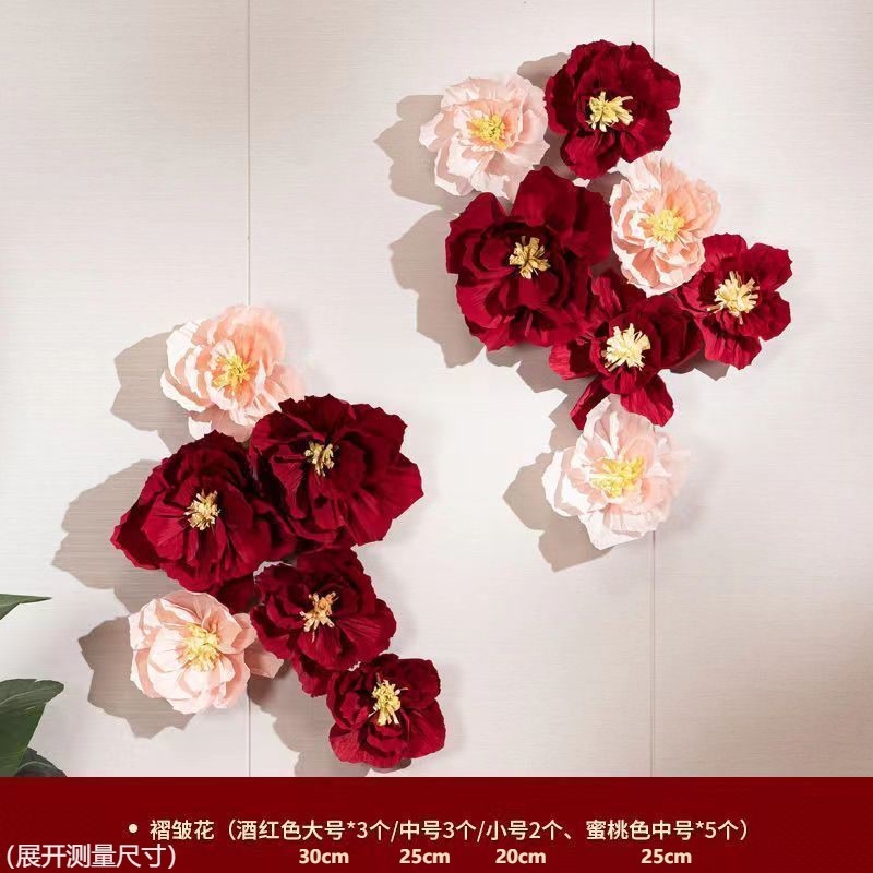Xuanshuo クレープ紙の花//立体模擬花結婚式の部屋の装飾パーティースクールショップの装飾|undefined