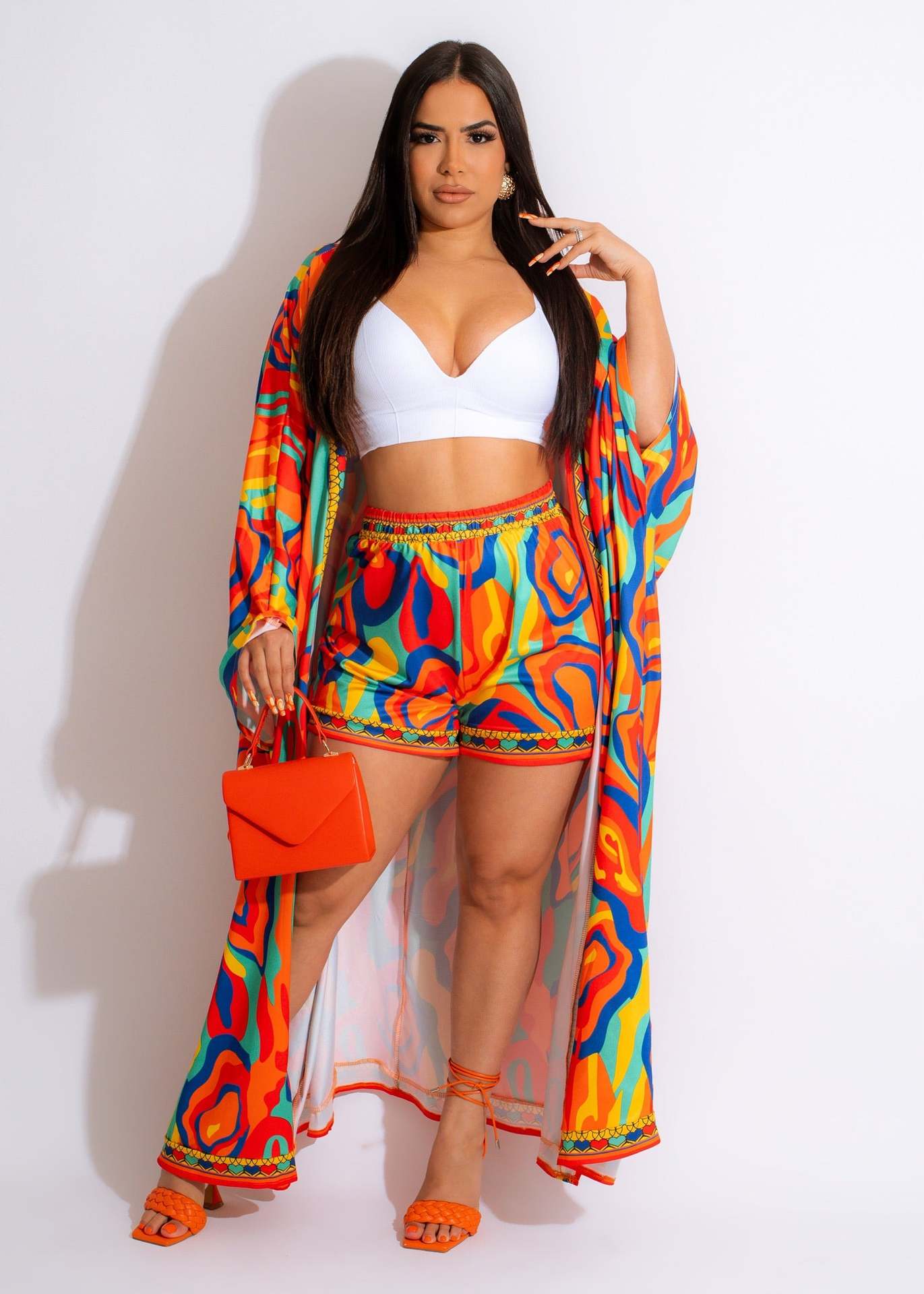 350g Weight Long Sleeve Sleeve Length Home Women'S Casual Printing Spandex Polyester Printing Shorts Co-ord Set Shorts Sets
