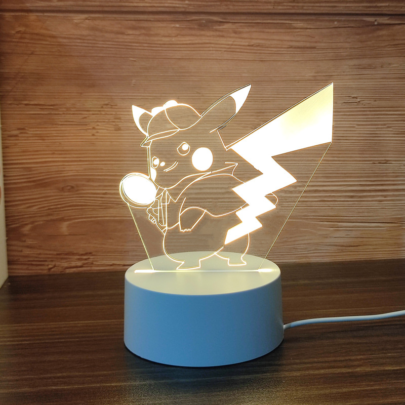 寶可夢皮卡丘3D小夜燈LED創意產品寵物精靈禮品床頭檯燈神奇寶貝