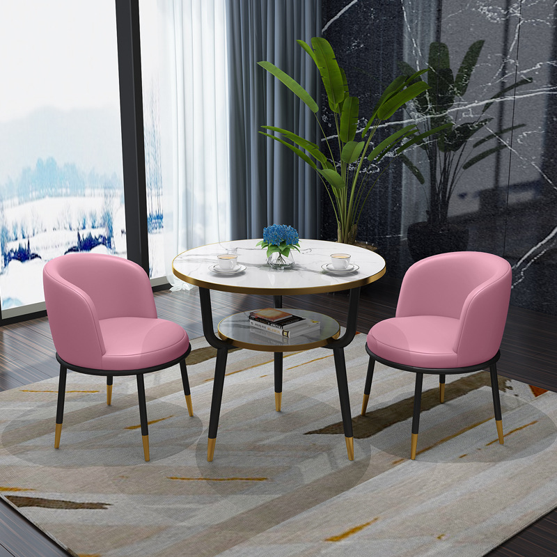 Fábrica directa de lujo ligero de recepción mesa y silla combinación de mesa de comedor de pequeño tipo de casa ocio leche tienda de té Negociación de café