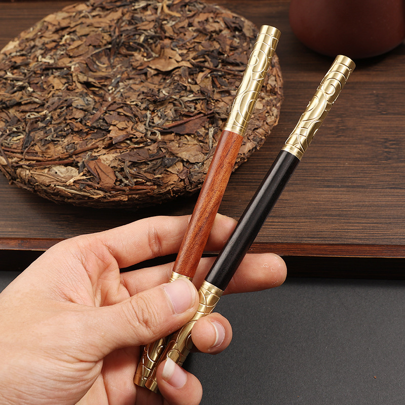 メーカー直供双頭如意金フープ茶刀双用銅木茶針創意プーアル茶針カンフー茶道|undefined