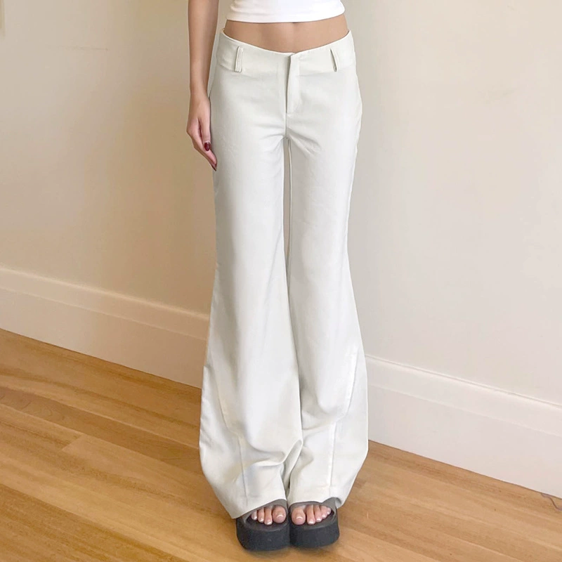 Американский стиль ретро простой сплошной цвет с низкой талией горячие брюки расклешенные темперамент свободный ленивый фундамент