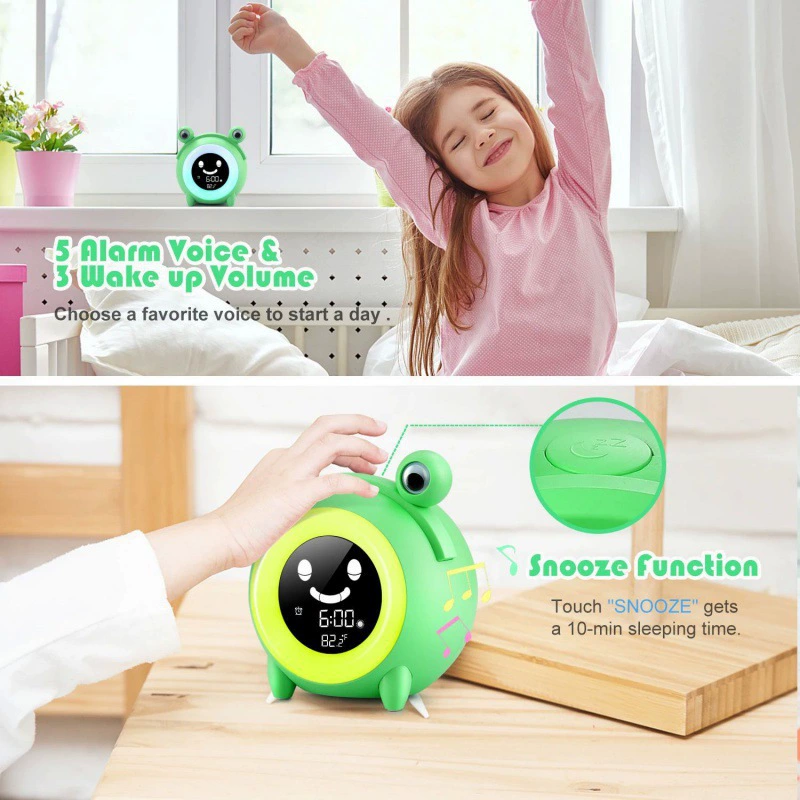 Часы-тренер сна Cute Animal цифровые будильник, ночник, функция повтора и отображение температуры