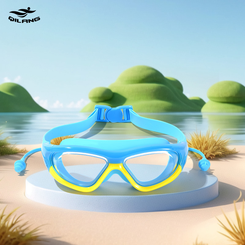Gafas de Natación Infantiles Marco Grande de Policarbonato, Antivaho, Visión HD