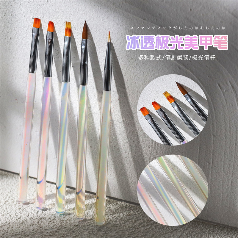 Arte de uñas de estilo japonés Aurora pluma de fototerapia pintura de Arte de uñas gancho floreciente dibujo de línea pluma tienda de uñas cepillo profesional