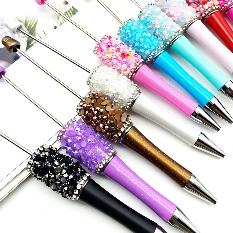 DIY Resin Sequin Beaded Pen Ins Macaron Crystal Gravel Ball Pen Live Broadcast Hot Sale Gift Stationery Wholesale