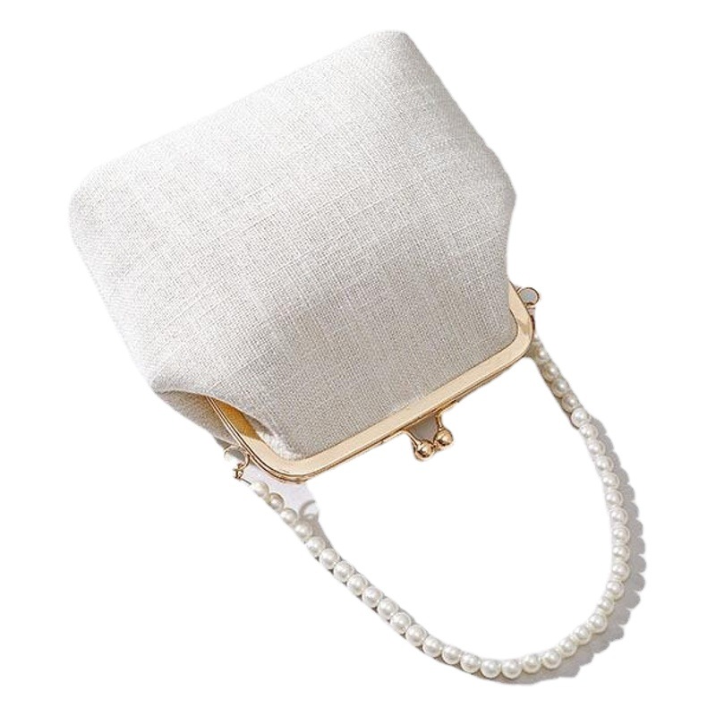 Bolso de la cáscara Retro mini bolso tejido bolso crossbody bolsa de hombro perla de la manera bolsa pequeña bolsa de tela exquisita de alto grado