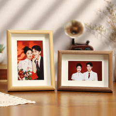 North European minimalist wooden 6-inch 8-inch photo 3D hollow picture frame for desktop wholesale small picture frame for hanging on the wall, marriage certificate A4