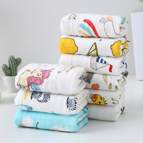 Children's Towel 25*50 6-layer gauze pure cotton children's face towel high-density bubble cotton children's towel direct from the manufacturer