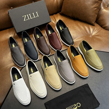 跨境ZILL高品质男鞋潮牌真皮牛皮休闲乐福鞋舒适透气脚蹬