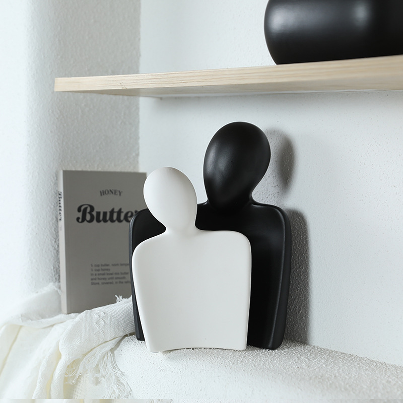 Simple abstracto personaje de pareja en blanco y negro adornos de cerámica muebles para el hogar sala de estar muebles de escritorio decoración de estantería de oficina