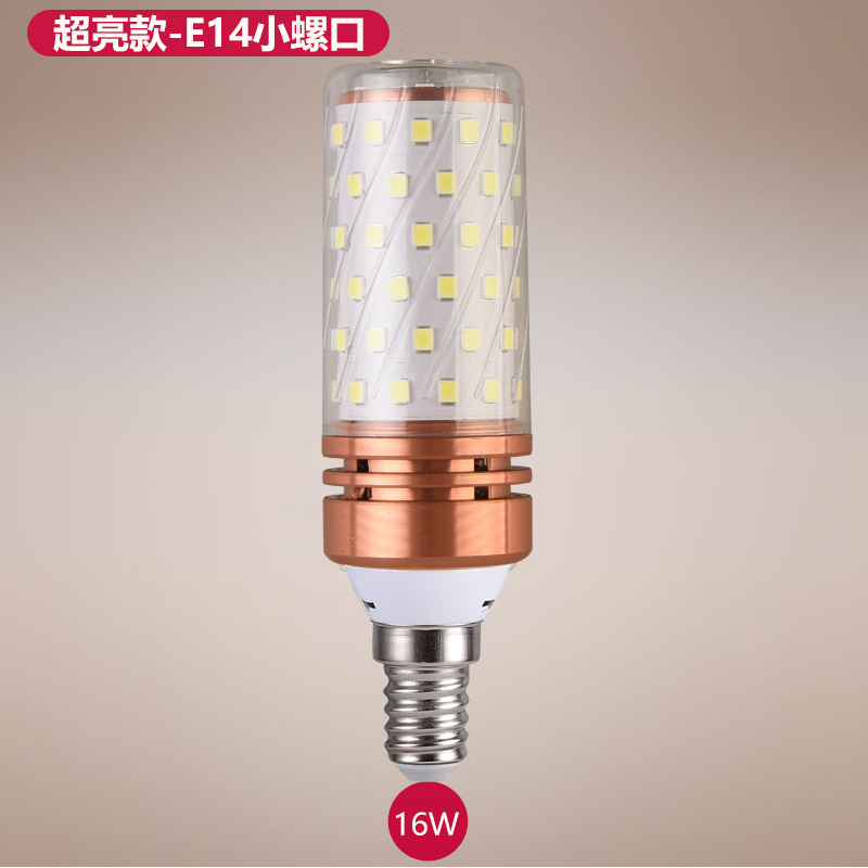 Bombilla de maíz LED E14 pequeño tornillo E27 gran boca araña de cristal vela fuente de luz 12W16W brillante cabeza de luz fuerte