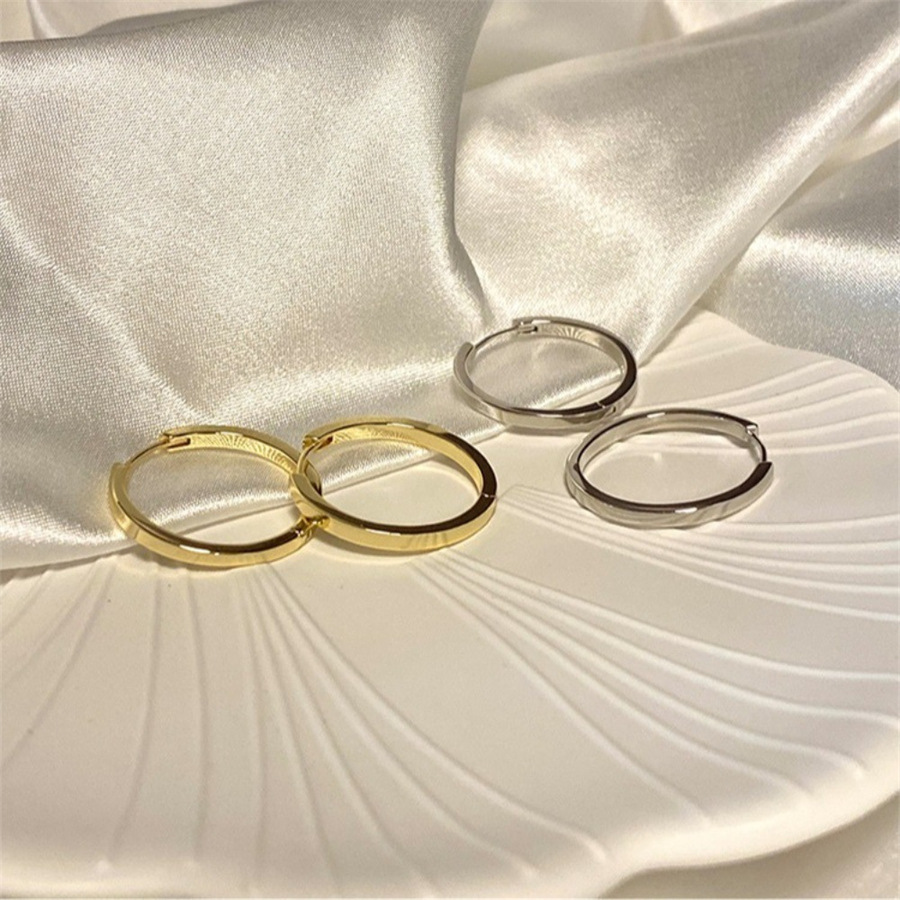 韓版高級感圓圈耳環女純銀冷淡風簡約素圈耳圈小眾設計感耳釘耳飾