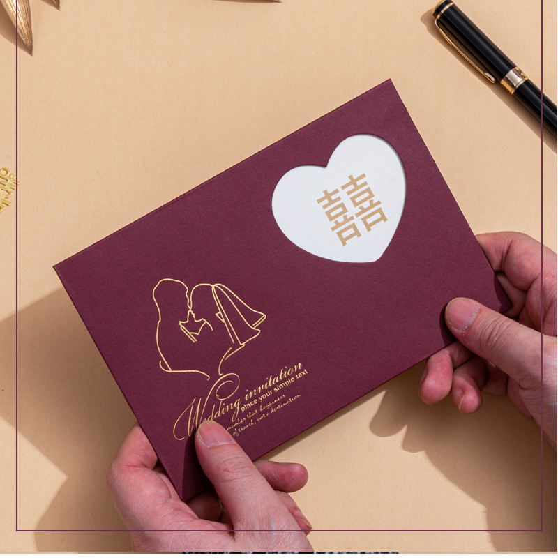 Wedding Invitation, Chinese Style, Simple and Unique, Burgundy Color, Wedding Invitation Manufacturer Wholesale
