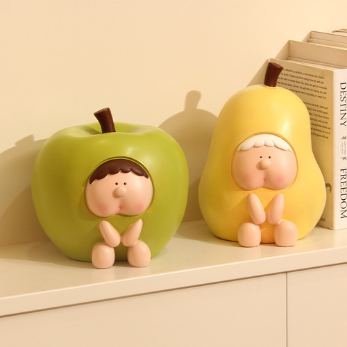 Creative cream style apple pear piggy bank children's fruit piggy bank desktop healing decoration cute ornaments