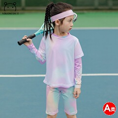 子供用アウトドア速乾性衣類トレーニングフィットネスランニング女の子ヨガ服日焼け止め吸湿発散性プロスポーツスーツ