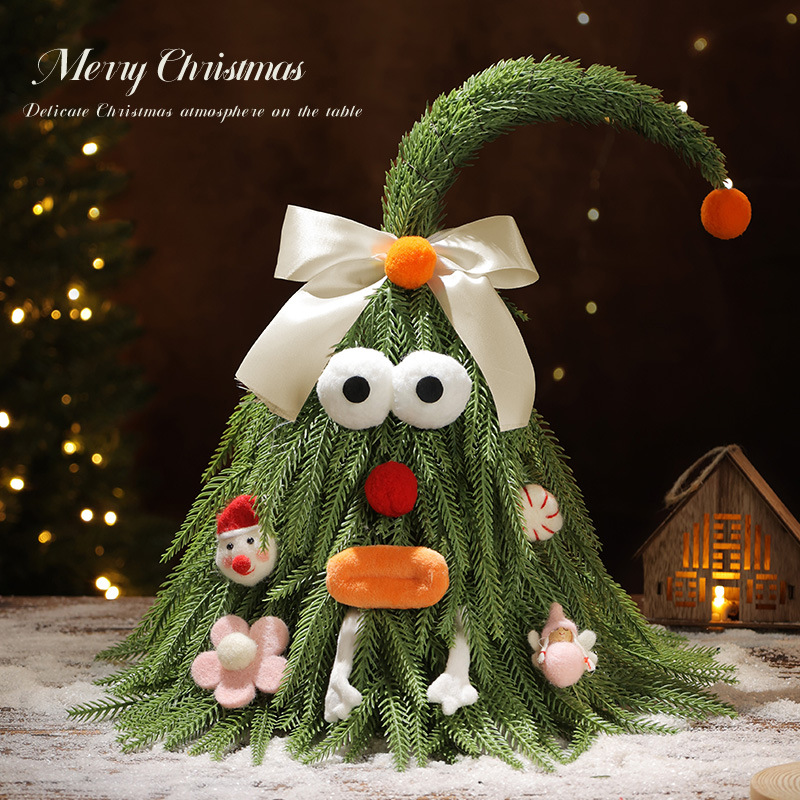 árbol de Navidad de cuello inclinado árbol de Navidad mini árbol de Navidad escritorio con lámpara artificial nueva simulación pequeña