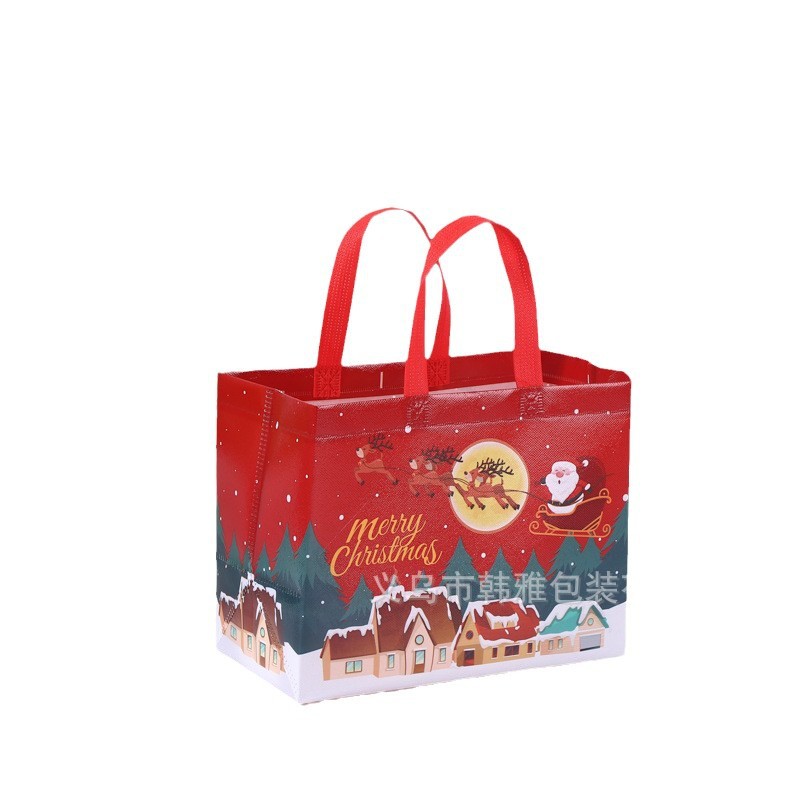 Bolsa de regalo de Navidad de comercio exterior, bolsa no tejida, película recubierta, impresión en color, bolsa de compras portátil grande, al por mayor, personalizada