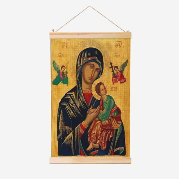 Guadalupe Nuestra Señora de la fábrica de carteles de rollo de madera sólida cuelga pinturas de comercio exterior suministro de almacenamiento Temu