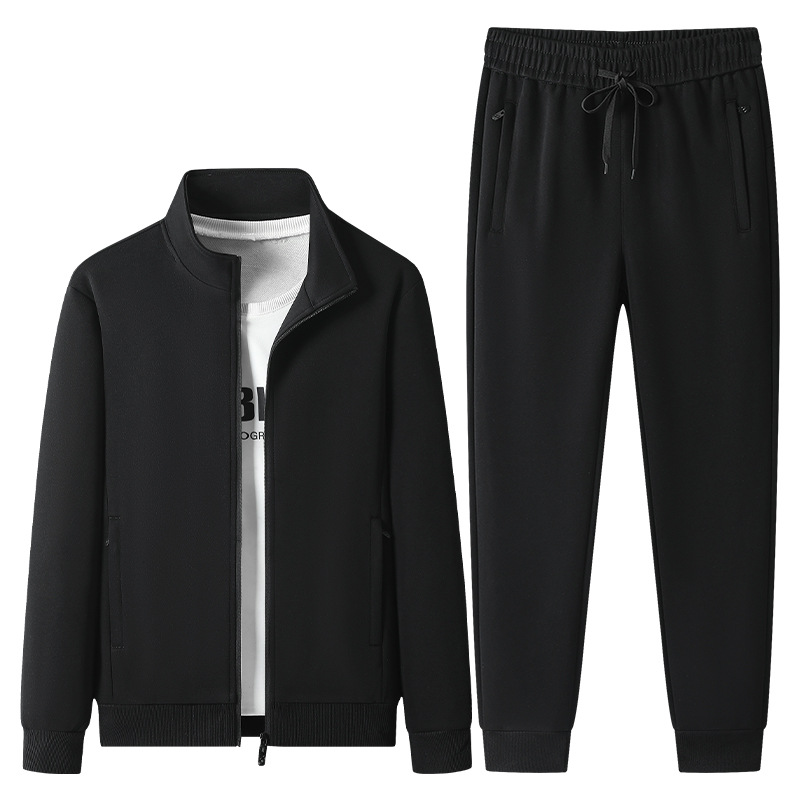 Trajes casuales transfronterizos de tamaño king para hombres otoño de alta gama cardigan de algodón suéter de dos piezas de cuello de hombre