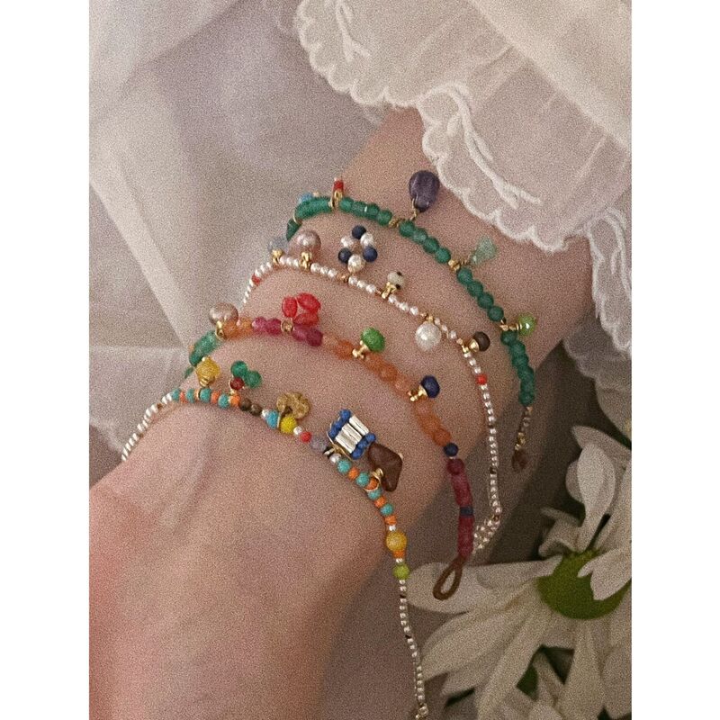 301 Japanese sketch color treasure bracelet how cute summer colorful feeling four in stock not much hand-woven wave play style