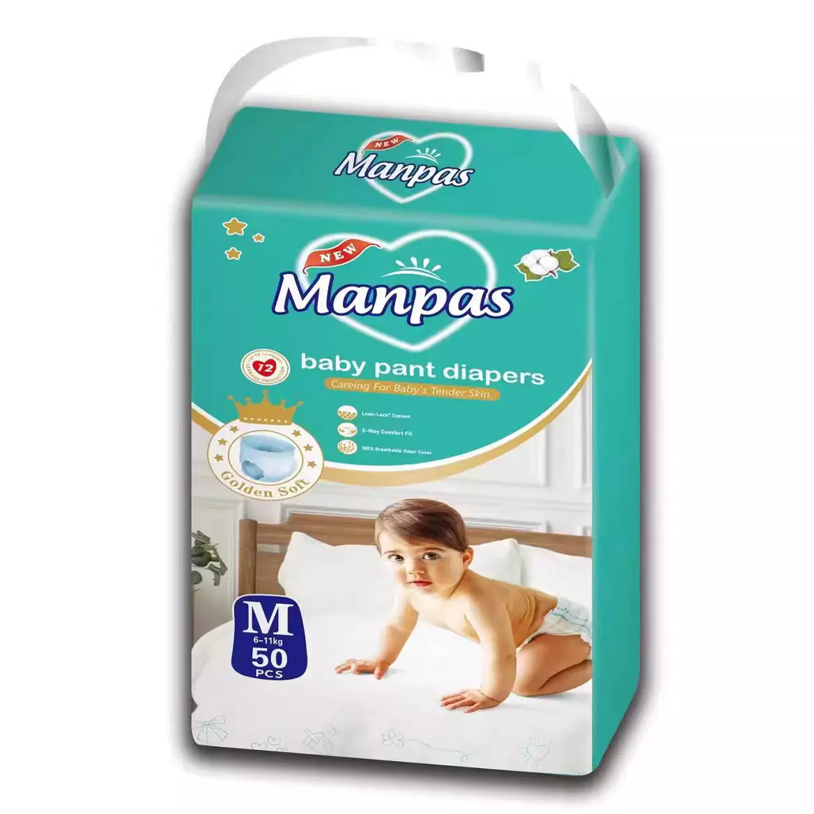 Manpas新生婴儿拉拉裤S、M、L、XL、XXL、XXXL柔软舒适超薄可出口