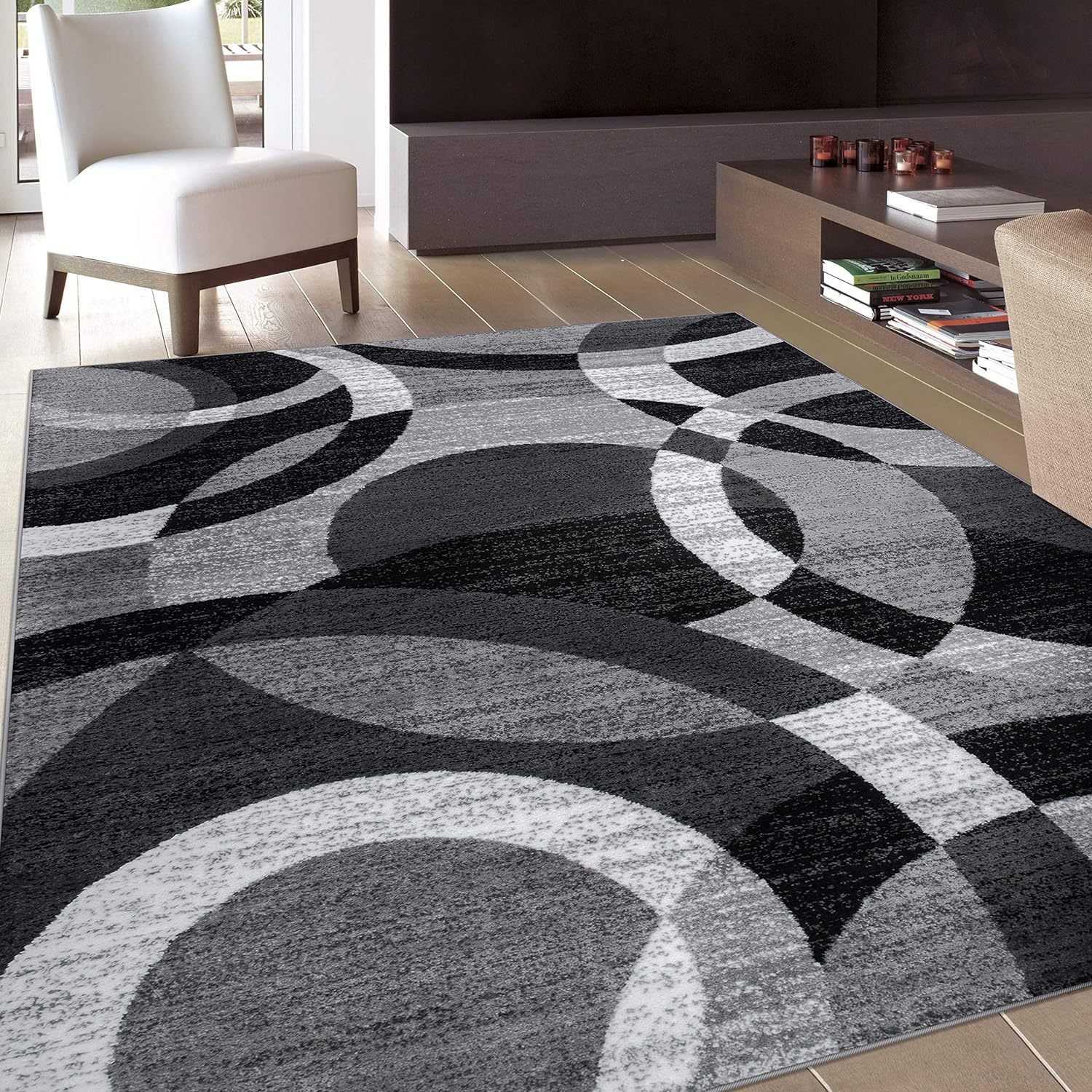 Amazon Modern Wave Circle Design Area imitación cachemira hogar sala de estar dormitorio alfombra grande mesa de centro sofá alfombra