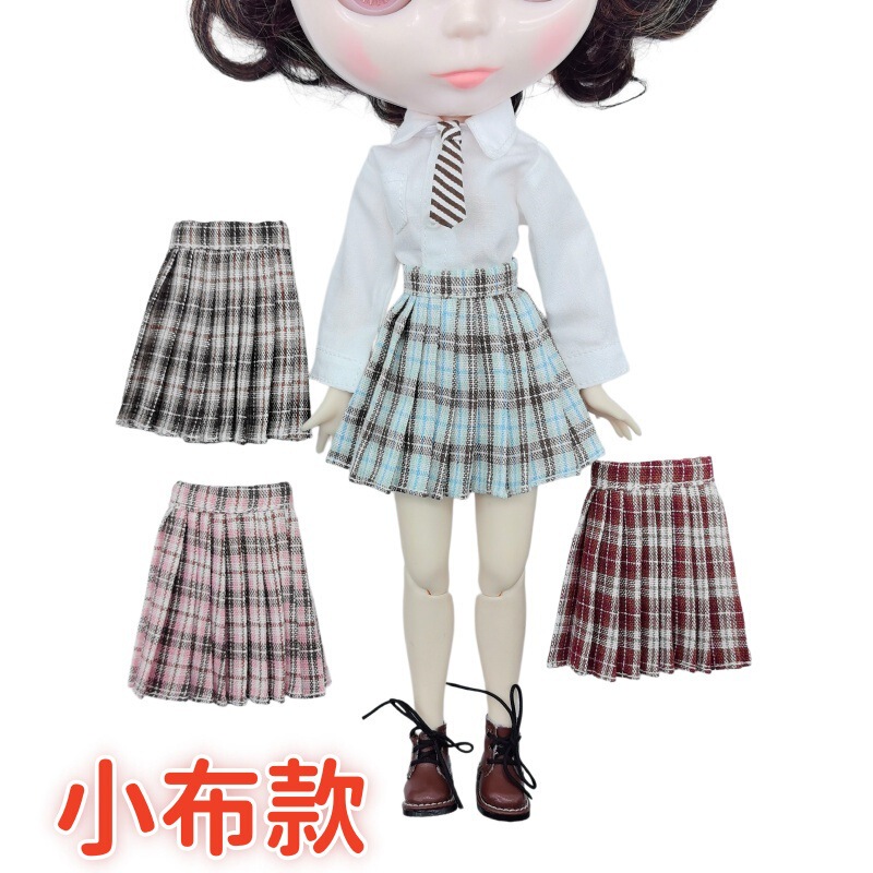 Blythe Plaid Pleated Skirt 1/6 Scale Doll Clothes Ob22 Ob24 Doll Clothes Azone Little Potato Doll