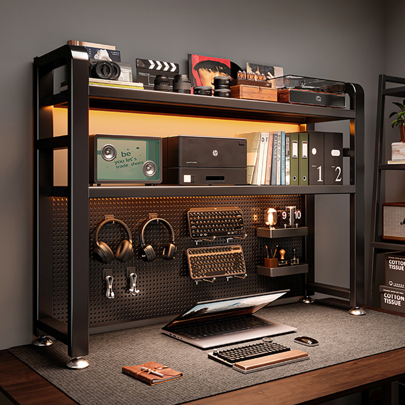 Estante de escritorio de agujero de placa de agujero de escritorio de escritorio vertical multicapa de escritorio de escritorio de escritorio integrado de escritorio de computadora de almacenamiento estación de trabajo