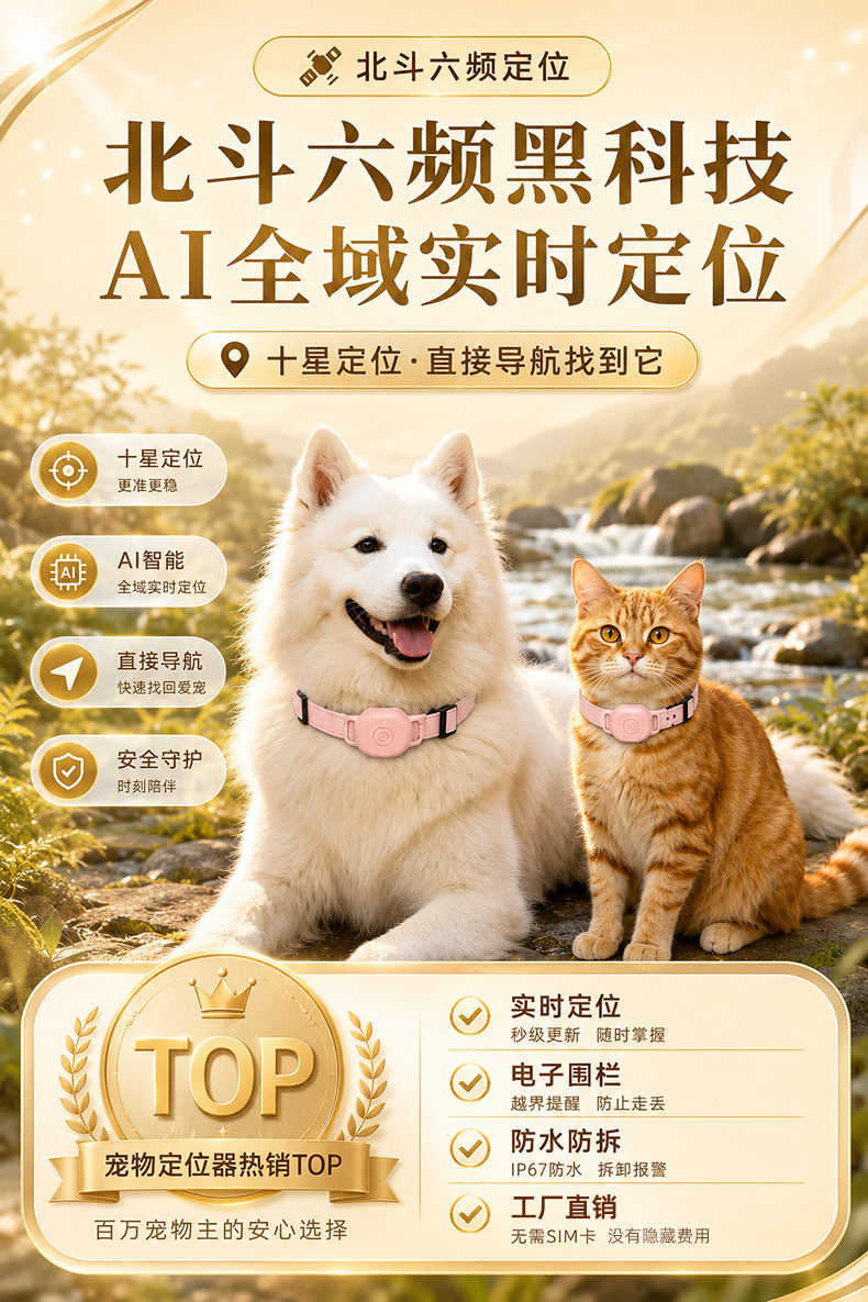 Smart pet collar locator, cat anti-lost device, waterproof GPS tracker, puppy anti-lost tracker