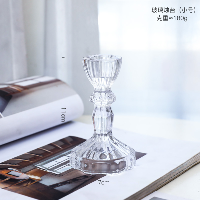 Ins北欧水晶ガラス燭台アロマキャンドル台ロマンチックなキャンドルディナーテーブルのレトロな装飾品|undefined