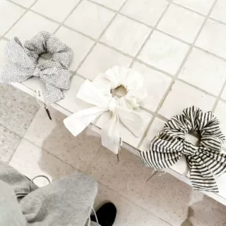 日系简约波点蝴蝶结发圈女学生甜美百搭猪大肠圈马尾头绳皮筋发饰