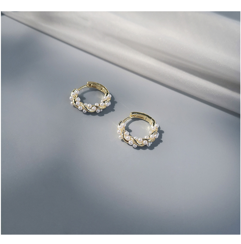 Daily Occasion Imitation Pearl Material 1 Pair Elegant Geometric Beaded Plating Imitation Pearl Earrings