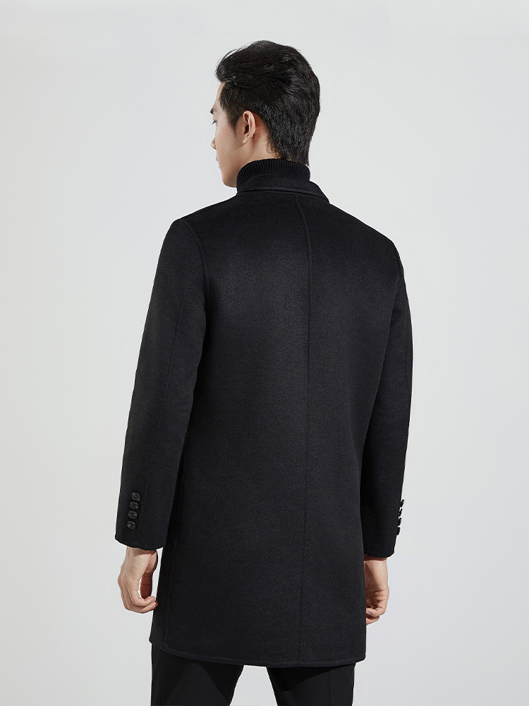 Chaqueta cálida de color sólido de invierno para hombre 100% oveja pura Abrigo de doble cara de cachemira engrosada 2024