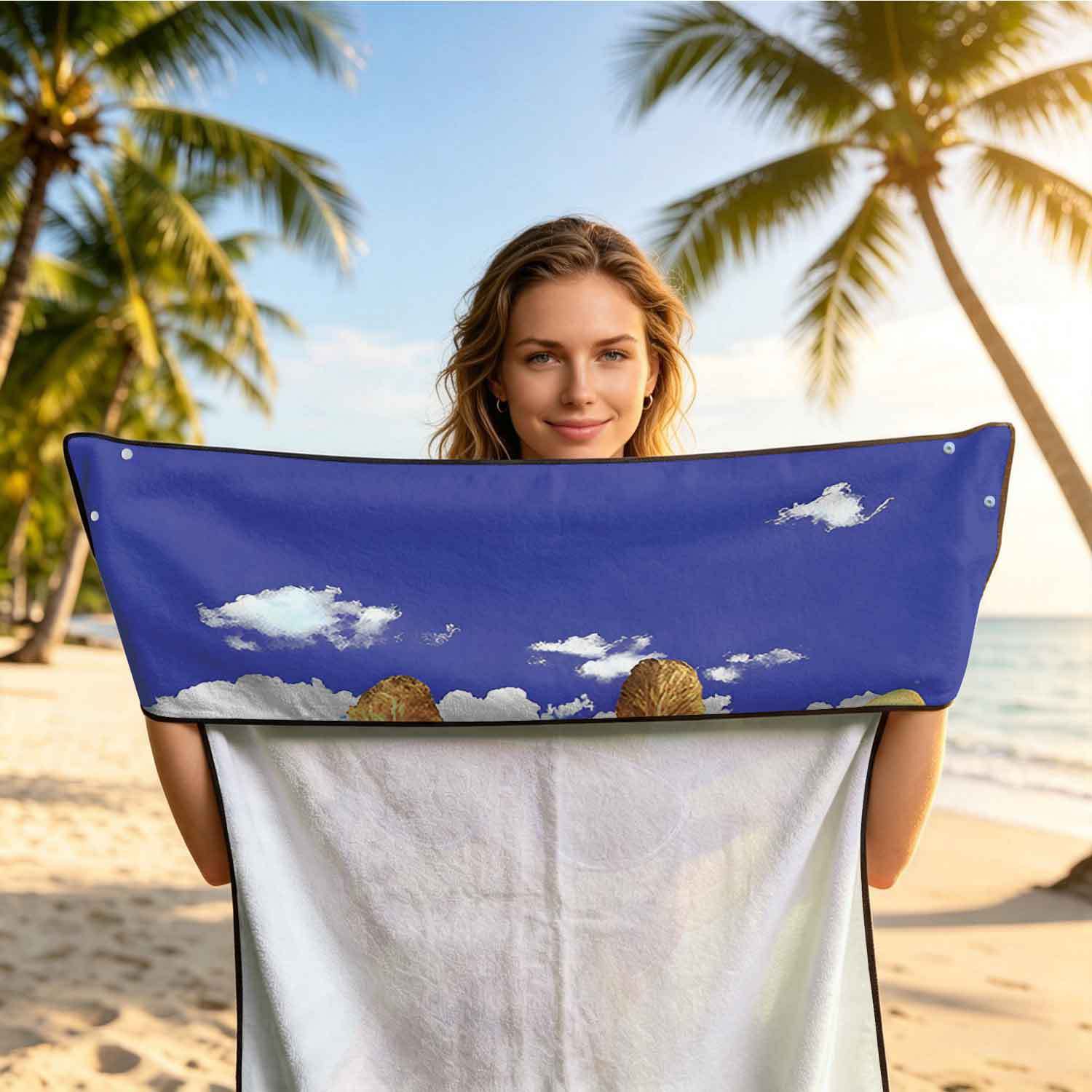 Printed bath towel and car seat cover 2-in-1, ultra-fine fiber outdoor beach and car dual-use universal seat cushion