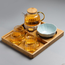 日式水果茶壶套装玻璃泡茶壶花茶杯轻奢下午茶具蜡烛加热陶瓷底座