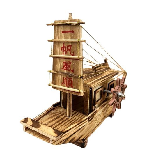 Wooden Smooth Sailing Music Sailboat Model Home Office Decoration Ornaments Wooden Boat Handicrafts Wholesale