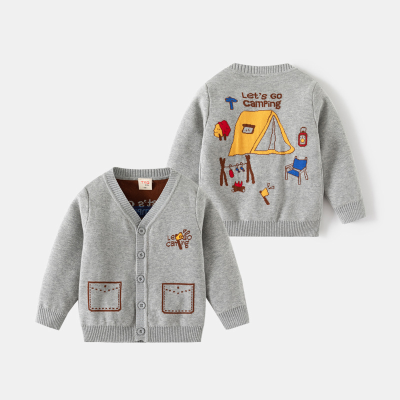 Jungen Strickjacke Für Herbst Und Winter Baumwolle Gestrickt_voghion.com