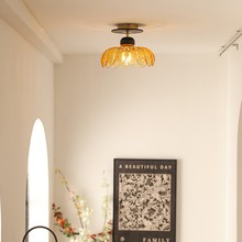 中古过道灯美式复古花瓣玄关吸顶灯法式新款创意阳台走廊灯