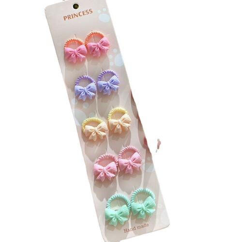 10 pieces ~ Threaded thumb ring, cute cartoon candy color bow, simple and versatile female headwear, children's small ring