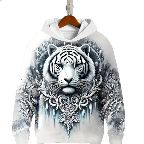 3D printed hooded sweatshirt with custom designs, suitable for cross-border e-commerce and Amazon, featuring high-definition digital printing, long sleeves, and a popular European and American style