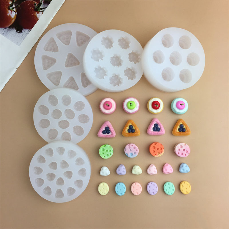 Cheese Cream Apple Cake Blueberry Triangle Egg Tart Resin Food Play Silicone Mold Chocolate Fold Cake Mold