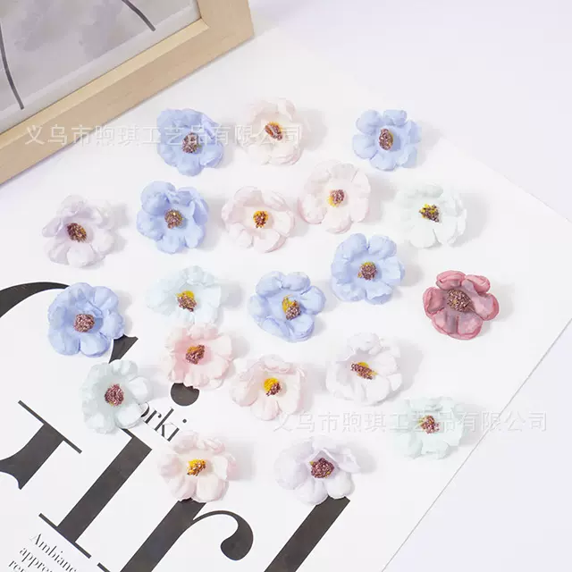 DIY手工花环材料仿真迷你三层雏菊花朵绢花 点缀花盒喜糖盒装饰花