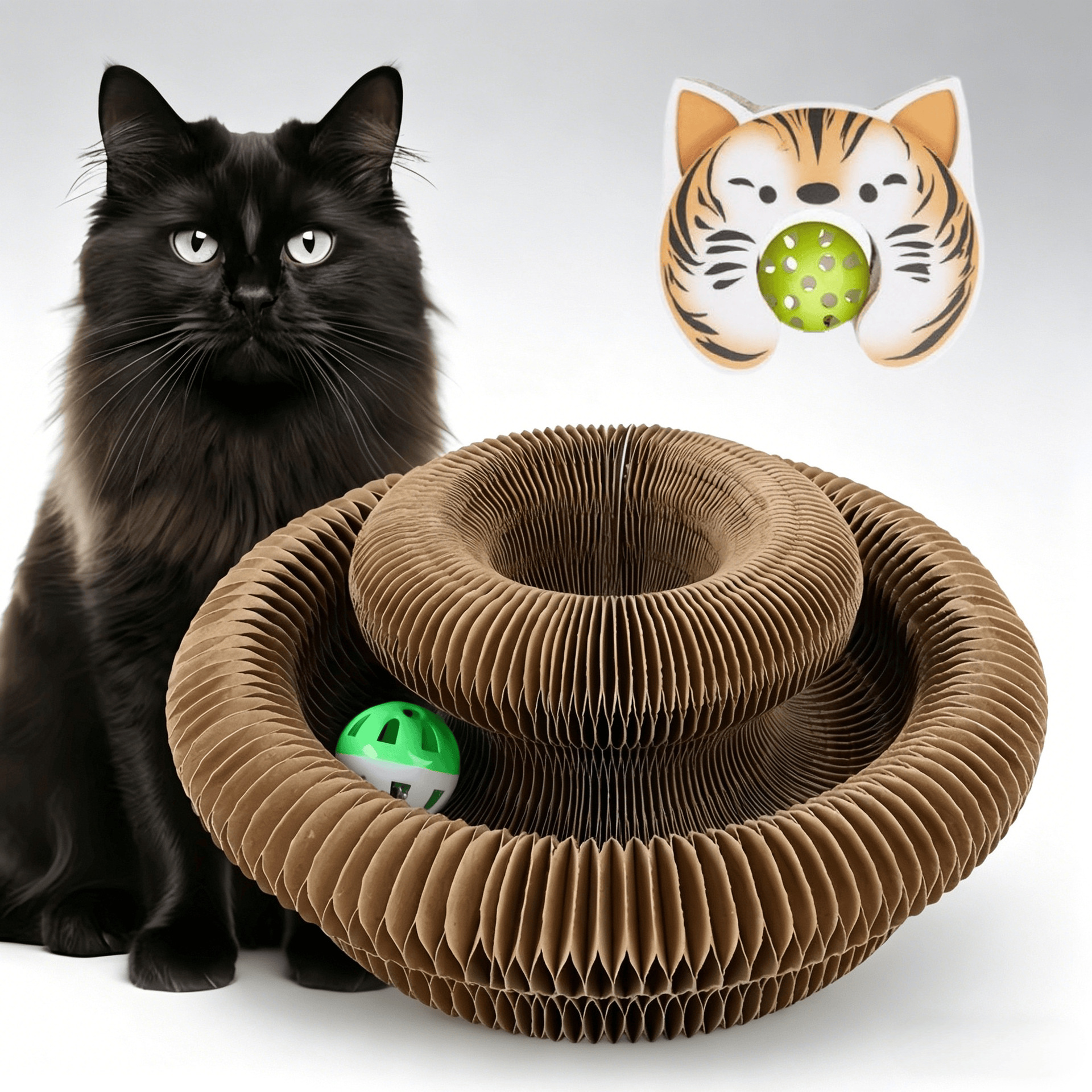 Órgano mágico para gatos agarrar tablero juguete para gatos auto-hi alivio de aburrimiento con campana papel corrugado resistente al agarramiento plegable juguete para gatos