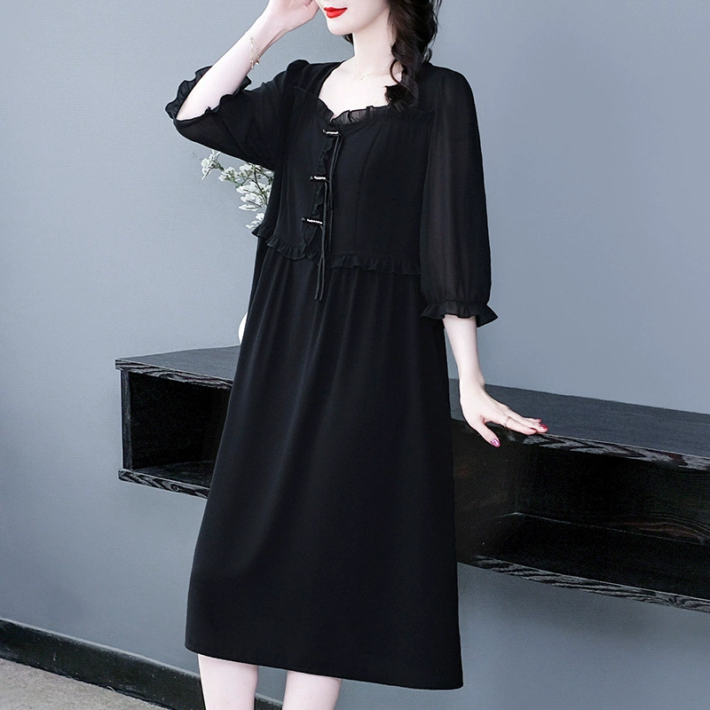 Летняя новая мода шифон дизайн 30-летняя толстая мама 240 фунтов большой размер свободная юбка повседневная женская одежда